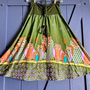 Kathmandu Imports Women’s Halter Dress Owl Y2K Boho Hippie